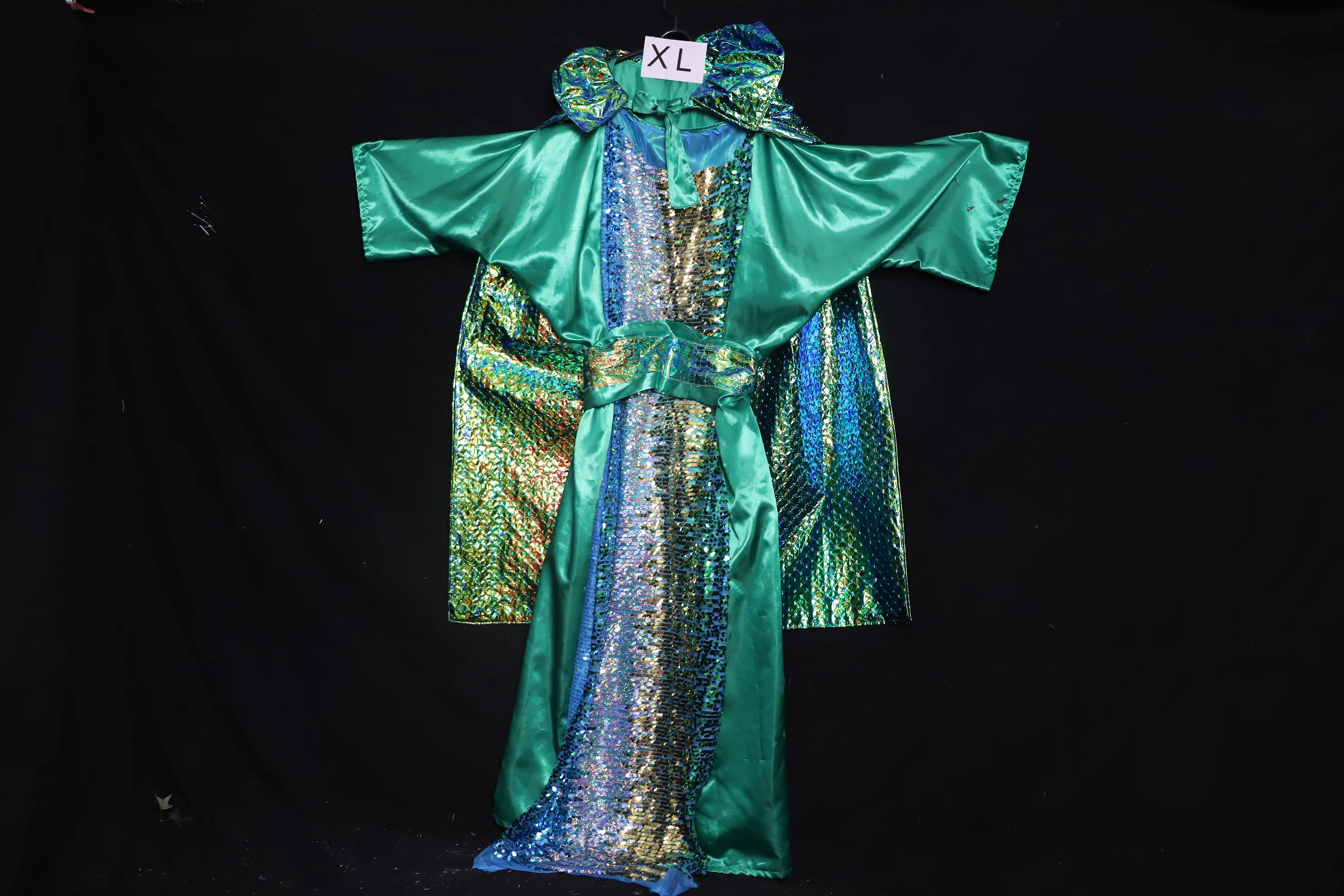 Verkleidung XL mit Umhang, grün-bunt ( XL0717 )