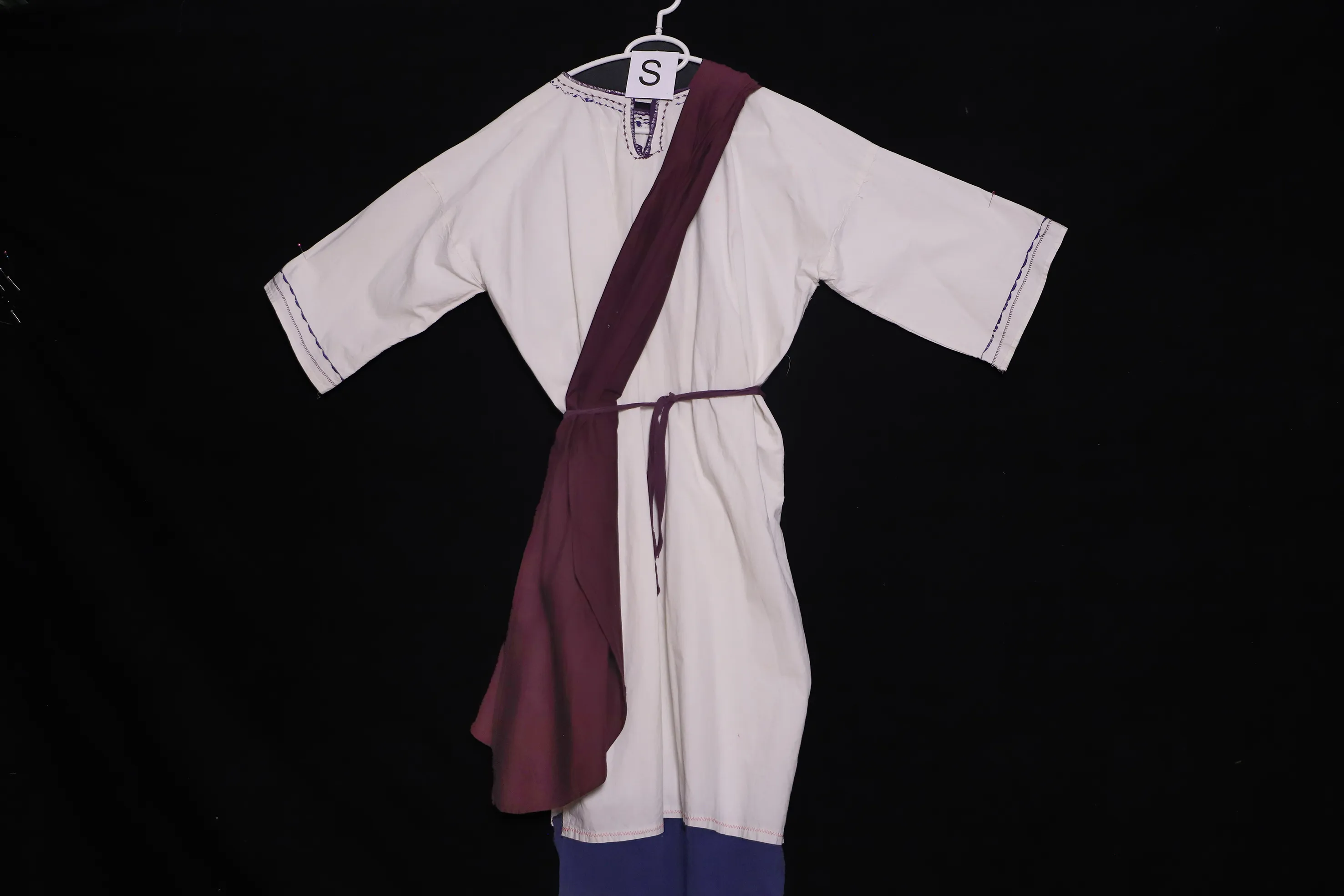 Verkleidung S mit Schärpe, weiss-violett ( S01102 )