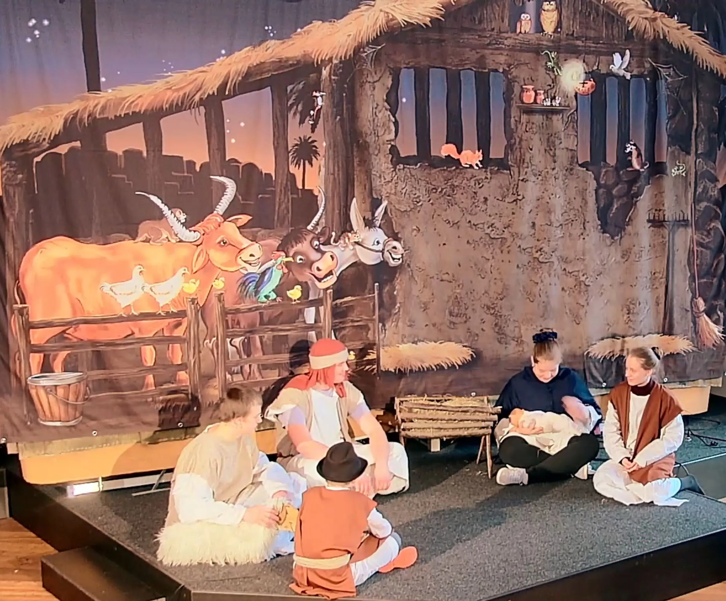 Weihnacht Krippenszene Hintergrundstuch 