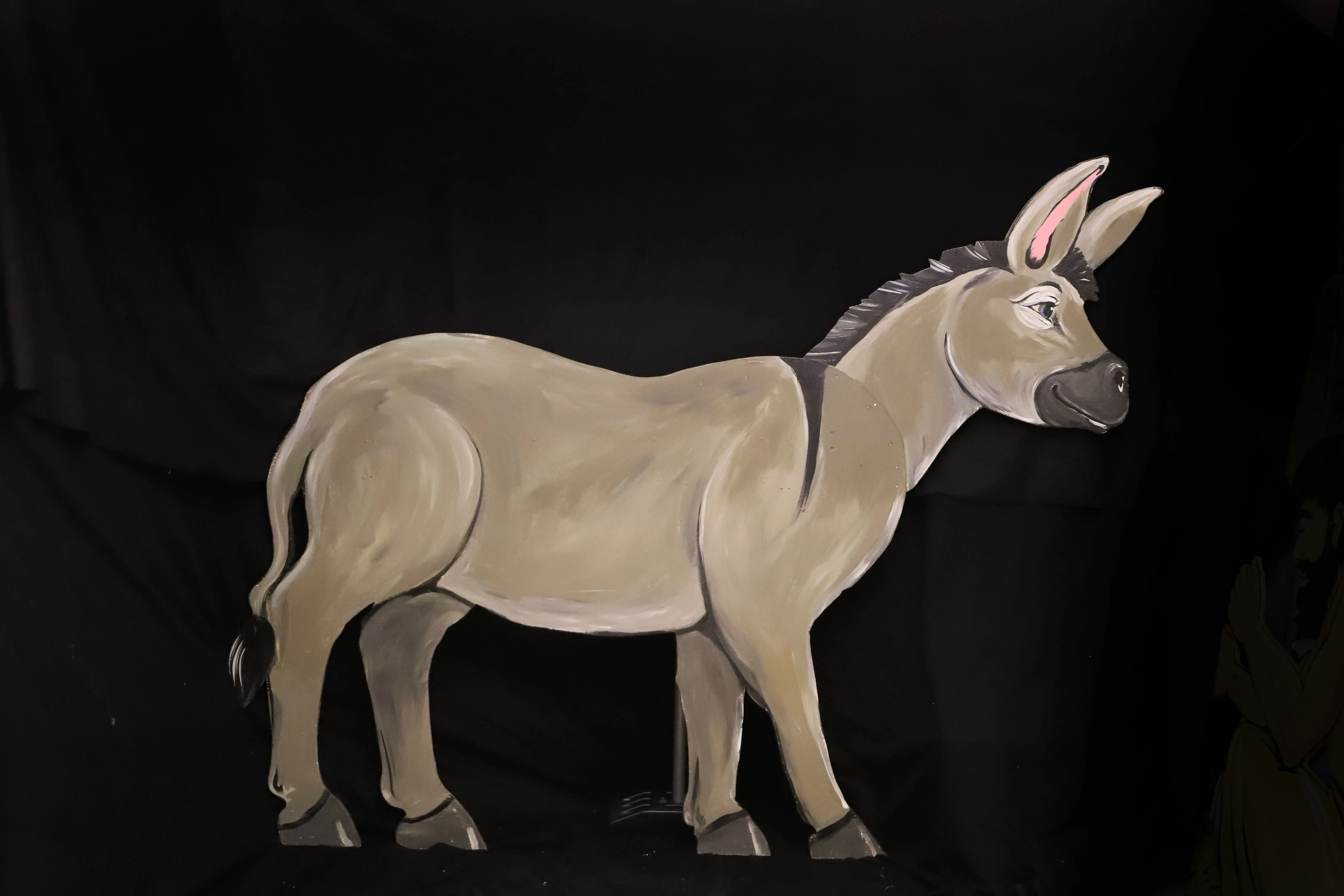 Holz Figur flach, Esel grau (130x90cm)