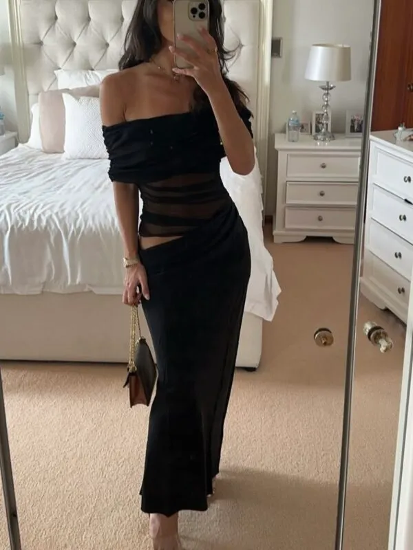 Benni - NICO Off Shoulder Maxi Dress in BLACK