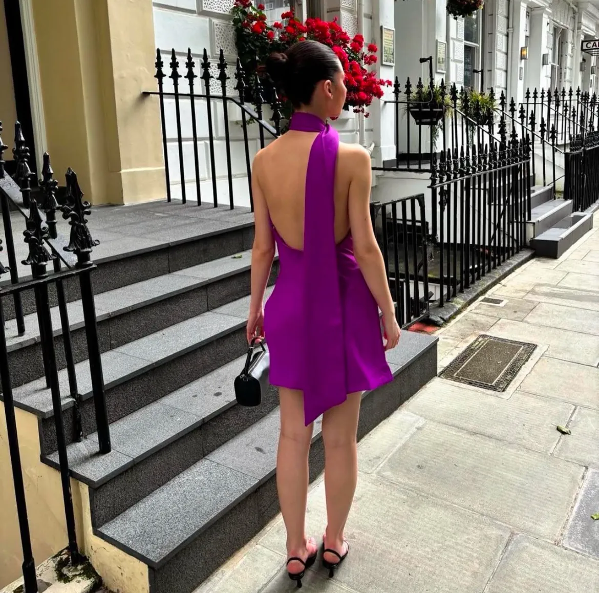 MISHA - Mini Satin Dress in PURPLE