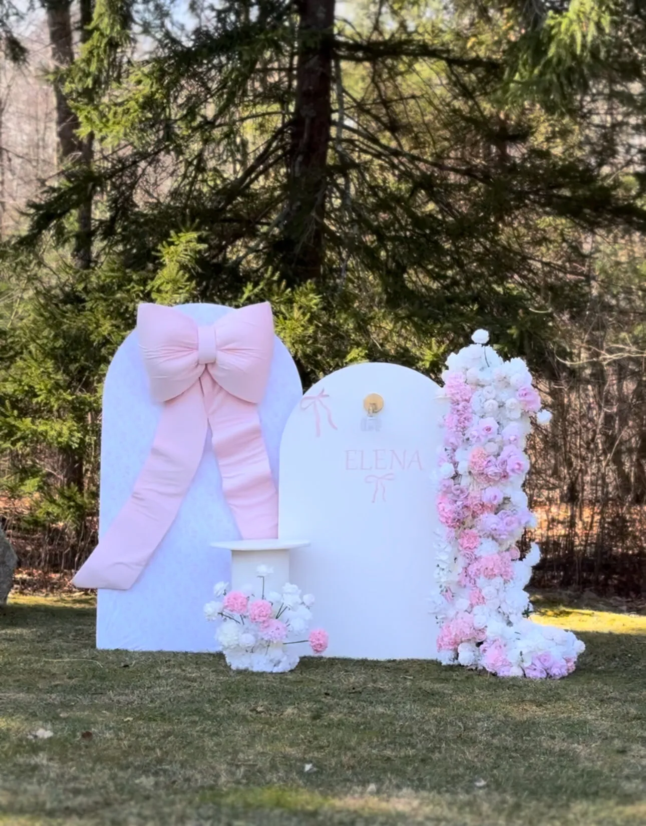 Coquette Pink Bow & Faux Flowers