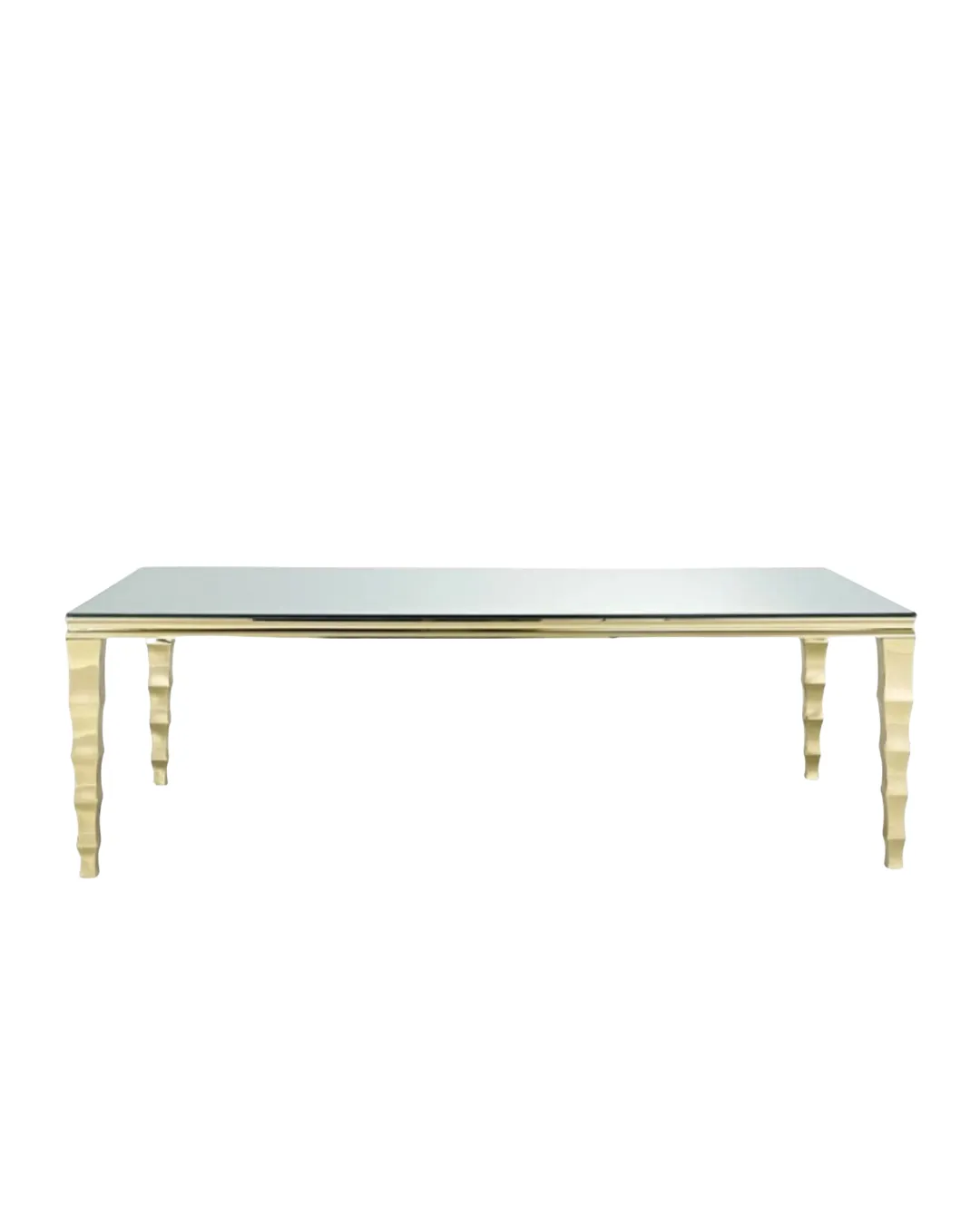 Glass & Gold Stainless Steel Dinning Table 8ft