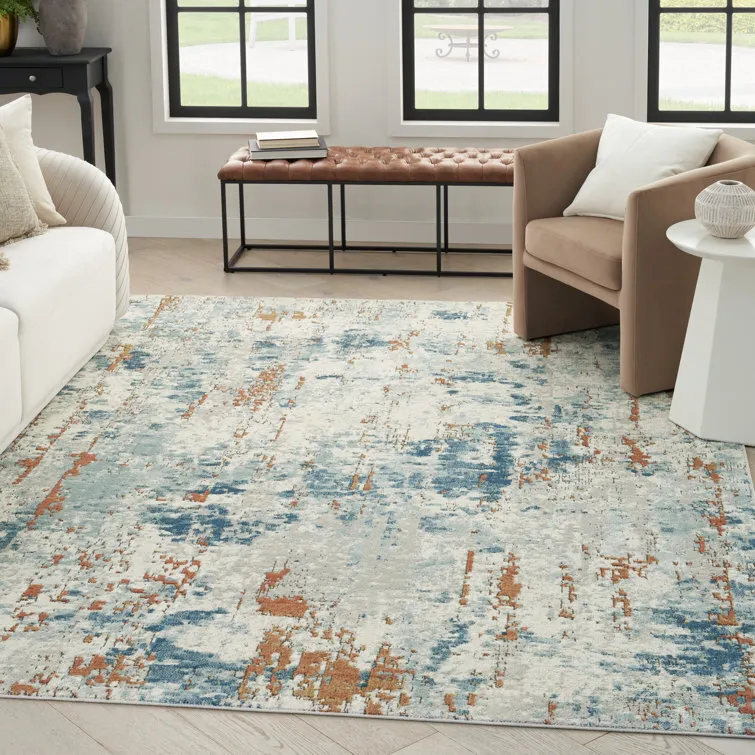  Azema Rug in Beige/Blue/Rust Rectangle 5'3" x 7'3"