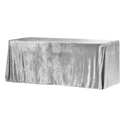 Velvet 90"x156" Rectangular Tablecloth- Silver 