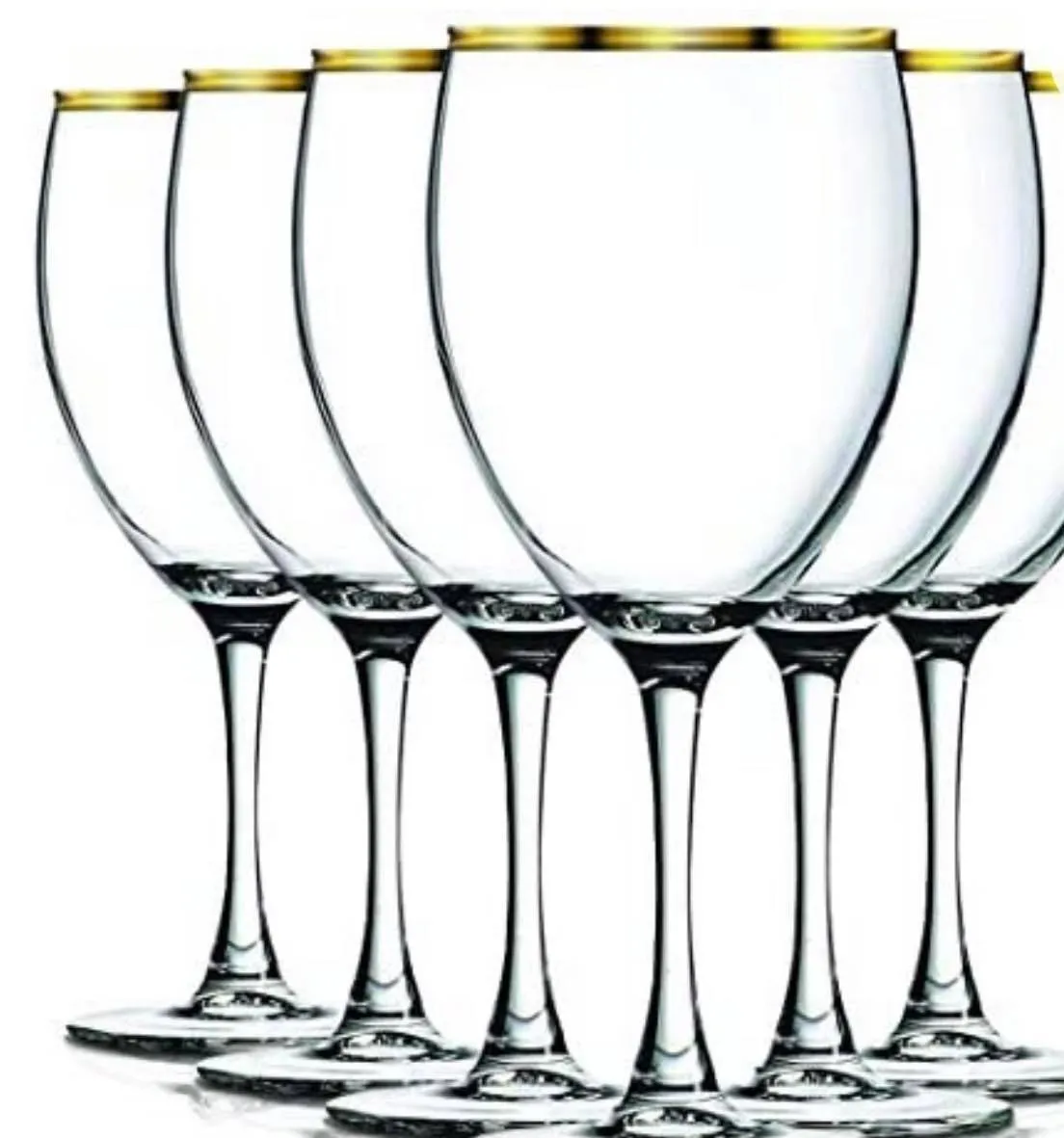Clear Wine Glass with Gold Rim