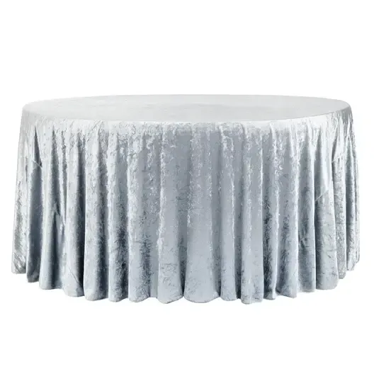 Velvet 132" Round Tablecloth- Dusty Blue 