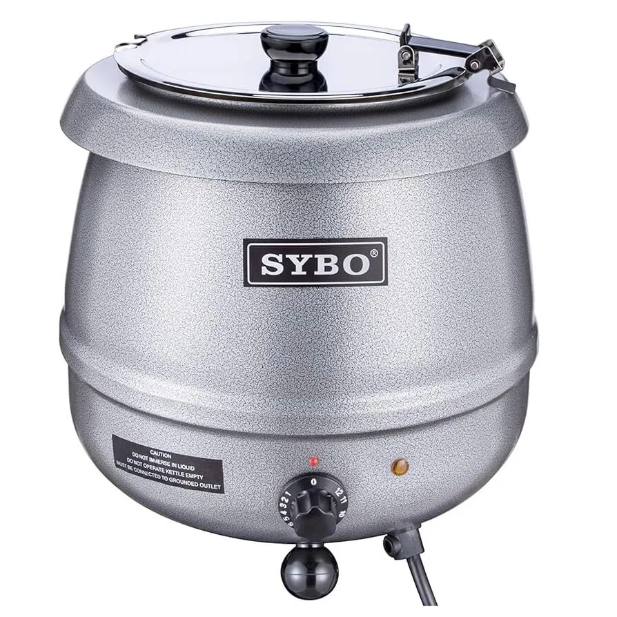 SYBO SB-6000-2G Commercial Grade Soup Kettle with Hinged Lid and Detachable Stainless Steel Insert Pot , 10.5 Quarts, Silver