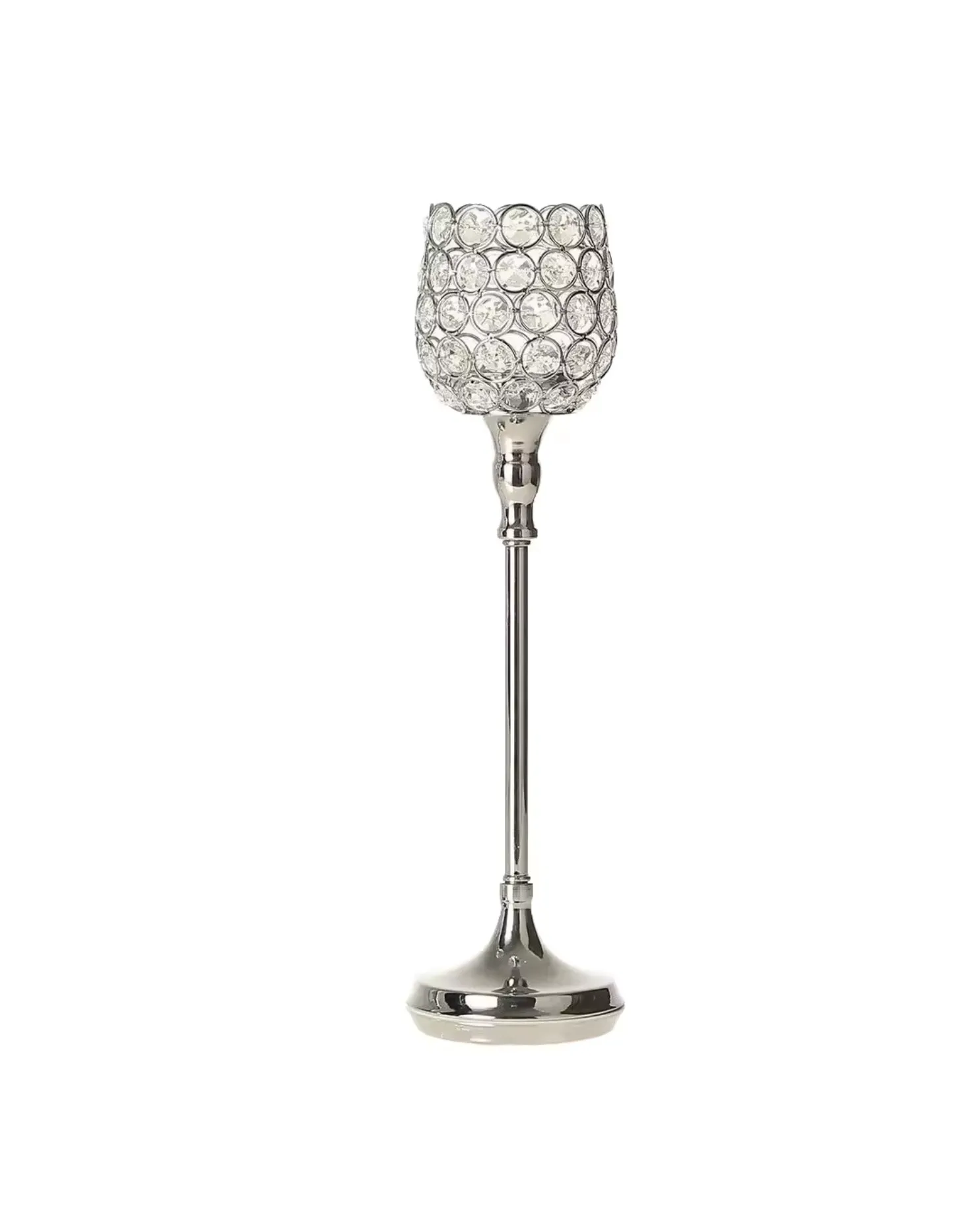 Silver Crystal Candle Holder