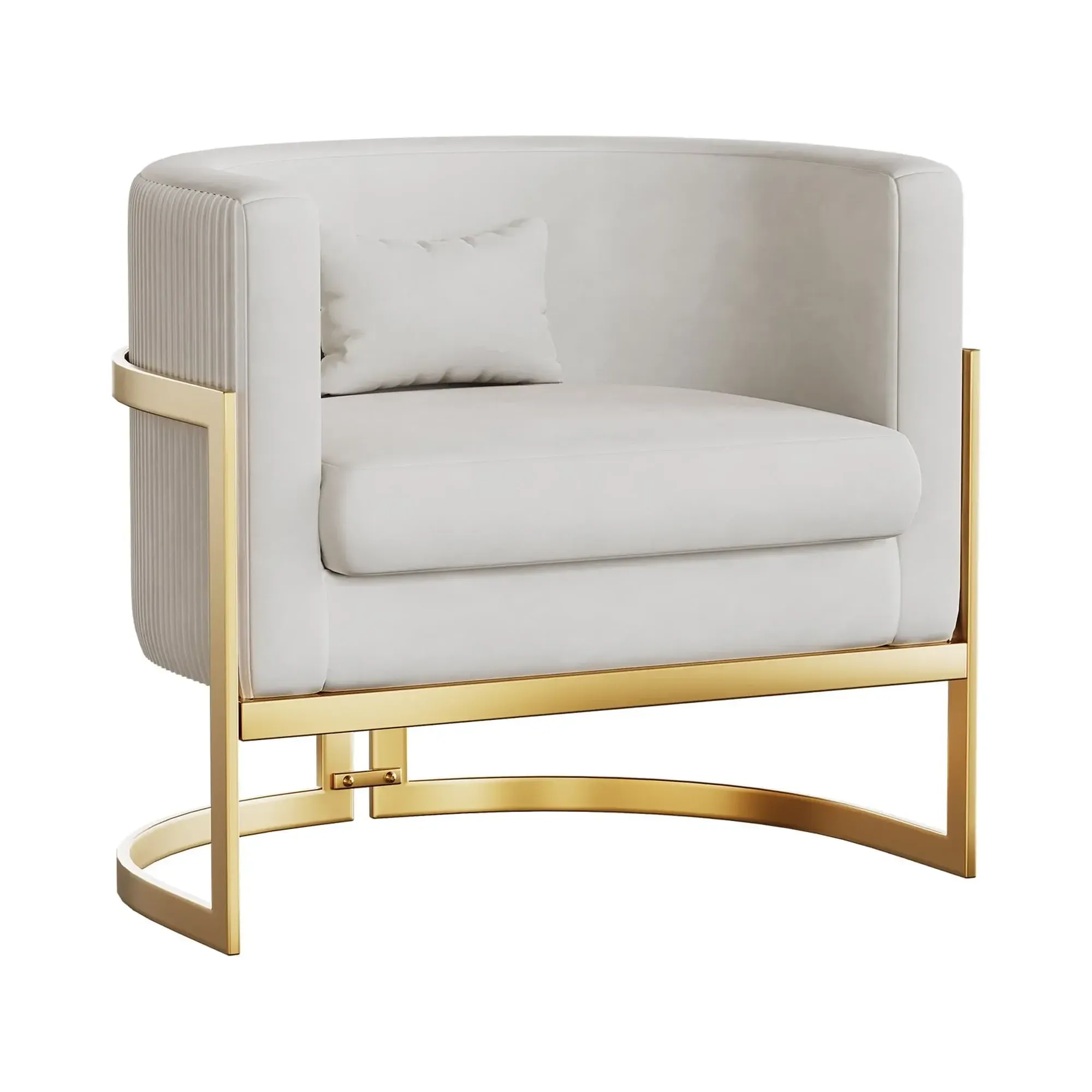 Ivory Cream Velvet Tufted Chair