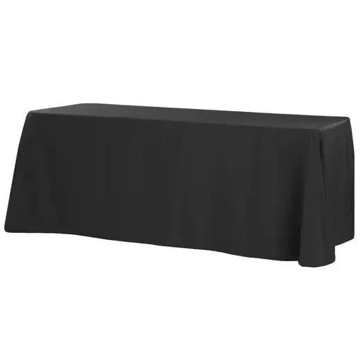 Polyester 90"x132" Rectangular Tablecloth- Black 