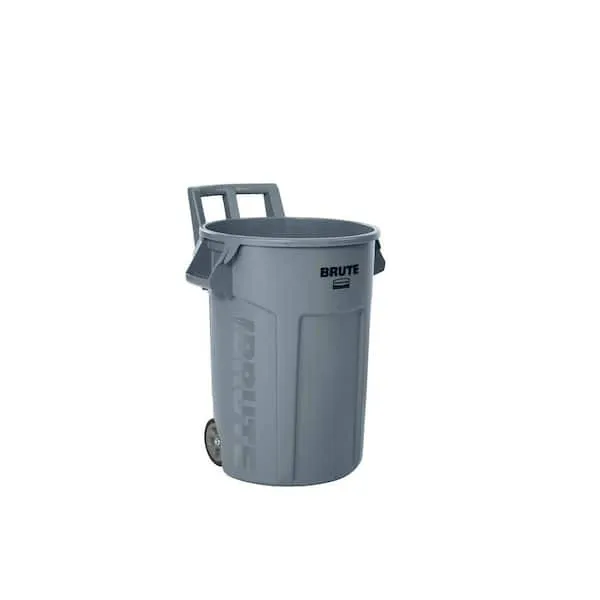 gray round Trash can 45 gallons 