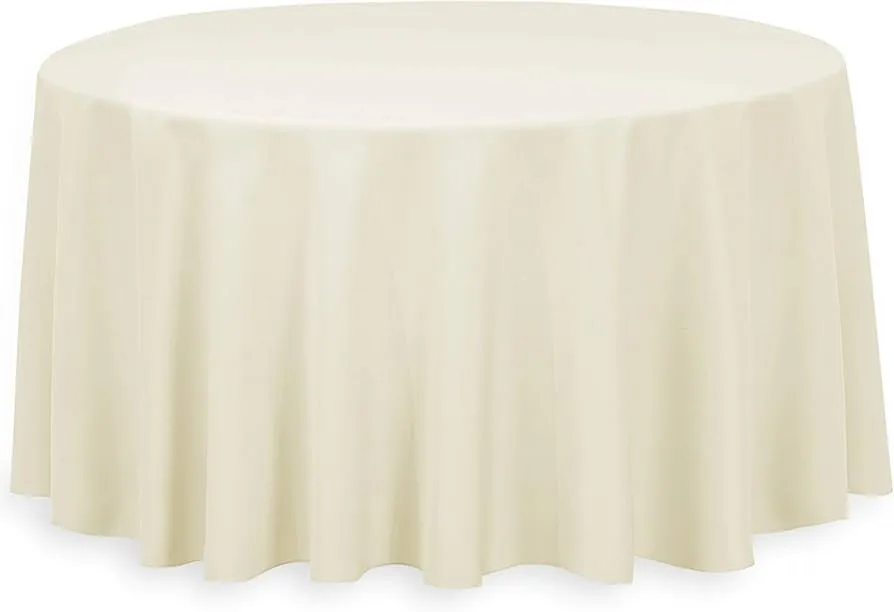 Polyester 132" Round Tablecloth- Cream