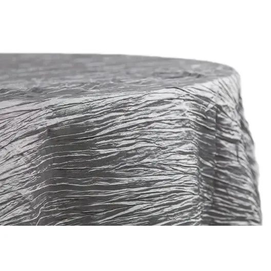 Accordion Crinkle 132" Round Tablecloth- Silver 