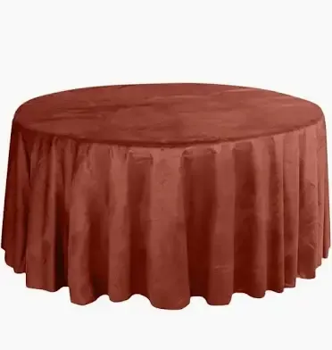 Velvet 120" Round Tablecloth- Terracotta
