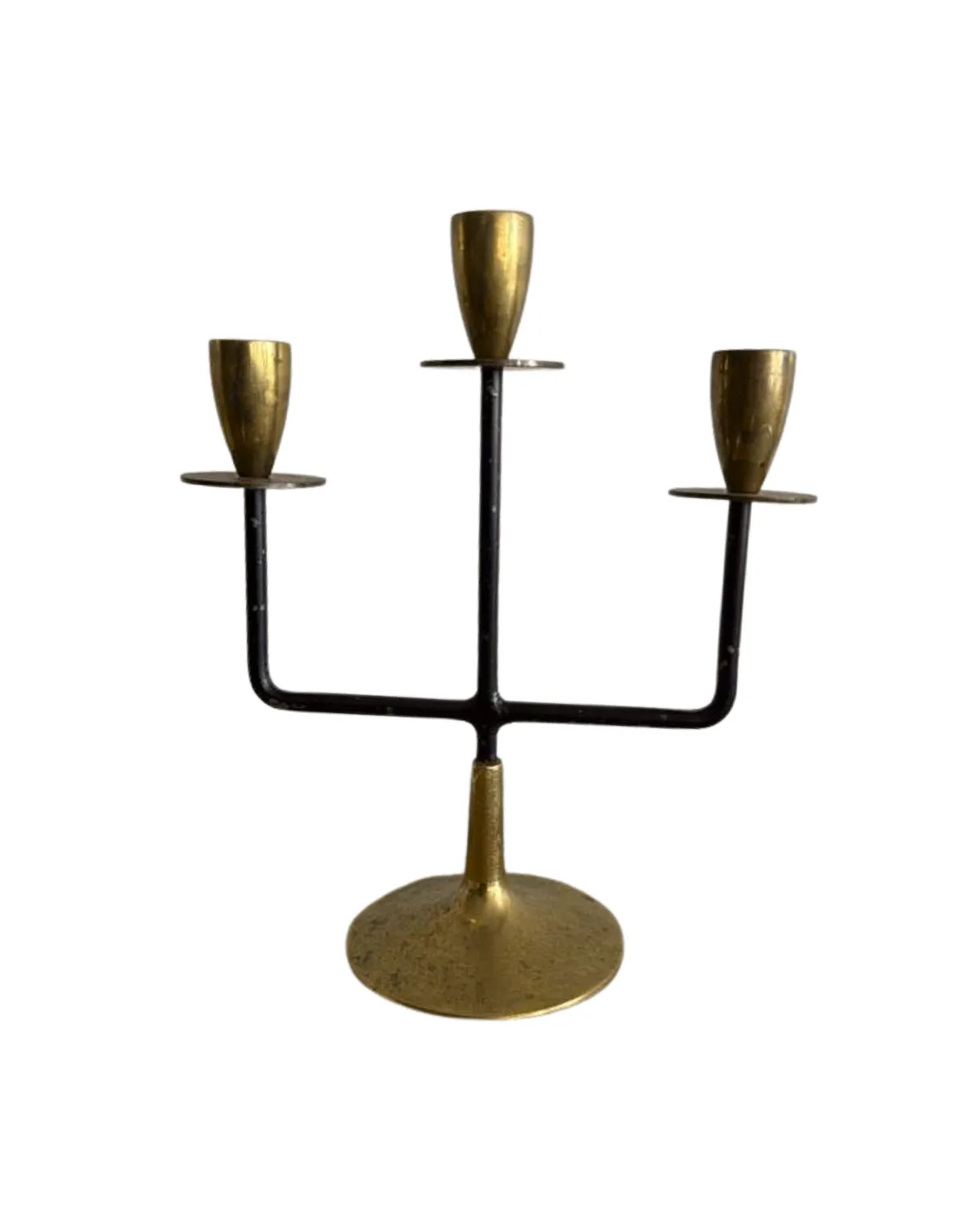 Vintage 3 Head Gold & Black Candelabra