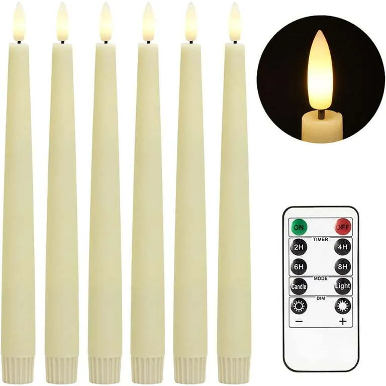 Flameless Taper Candles, Ivory WAX Coverd, 11-Inch