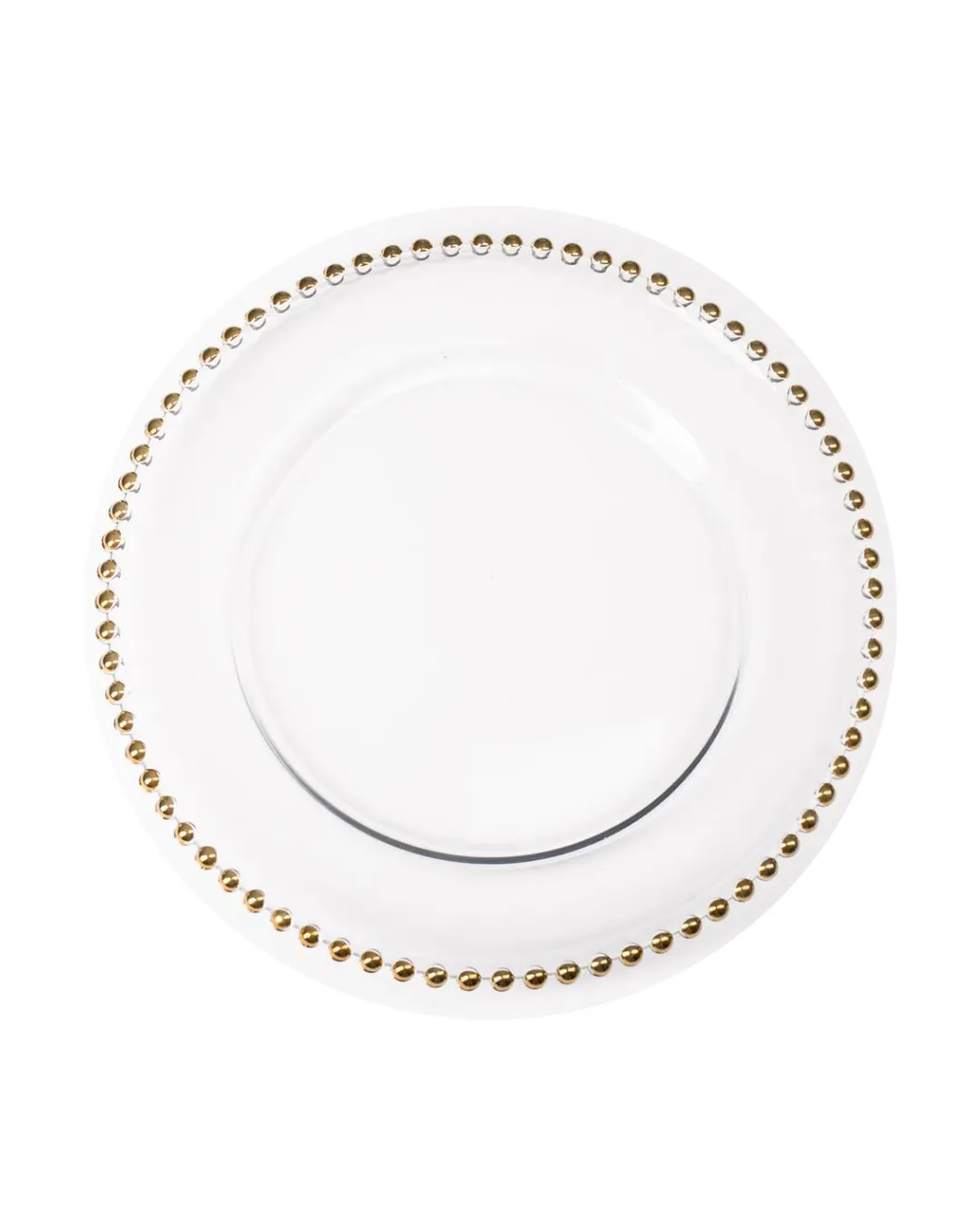 Clear Glass Gold Beaded Charger