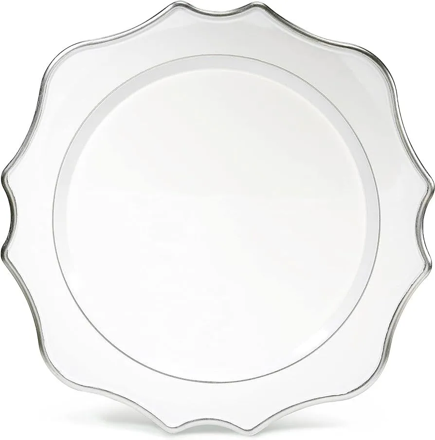 White Silver Scalloped Charger