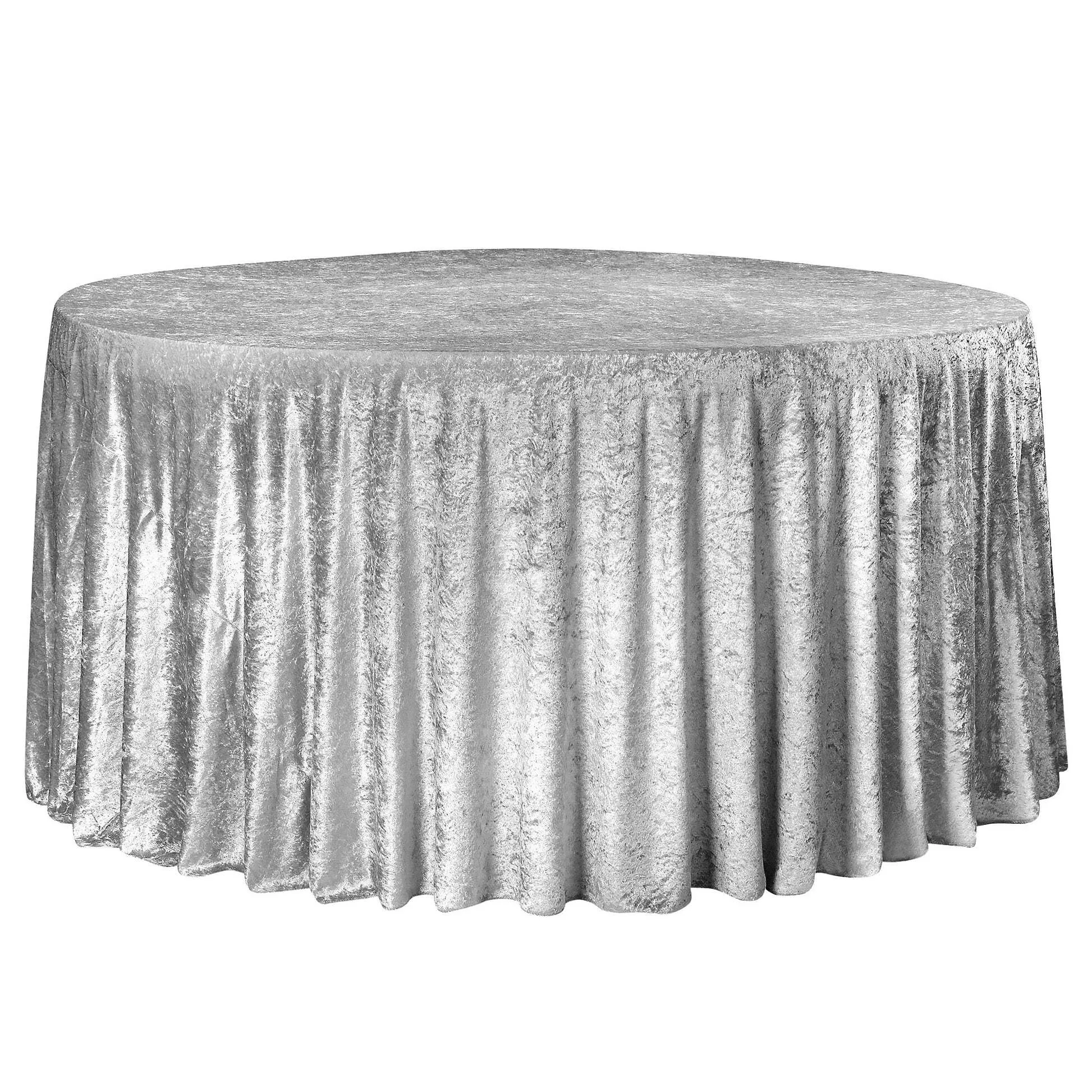 Velvet 120" Round Tablecloth- Silver