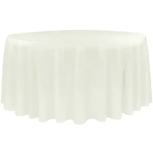 Polyester 132" Round Tablecloth- Ivory 