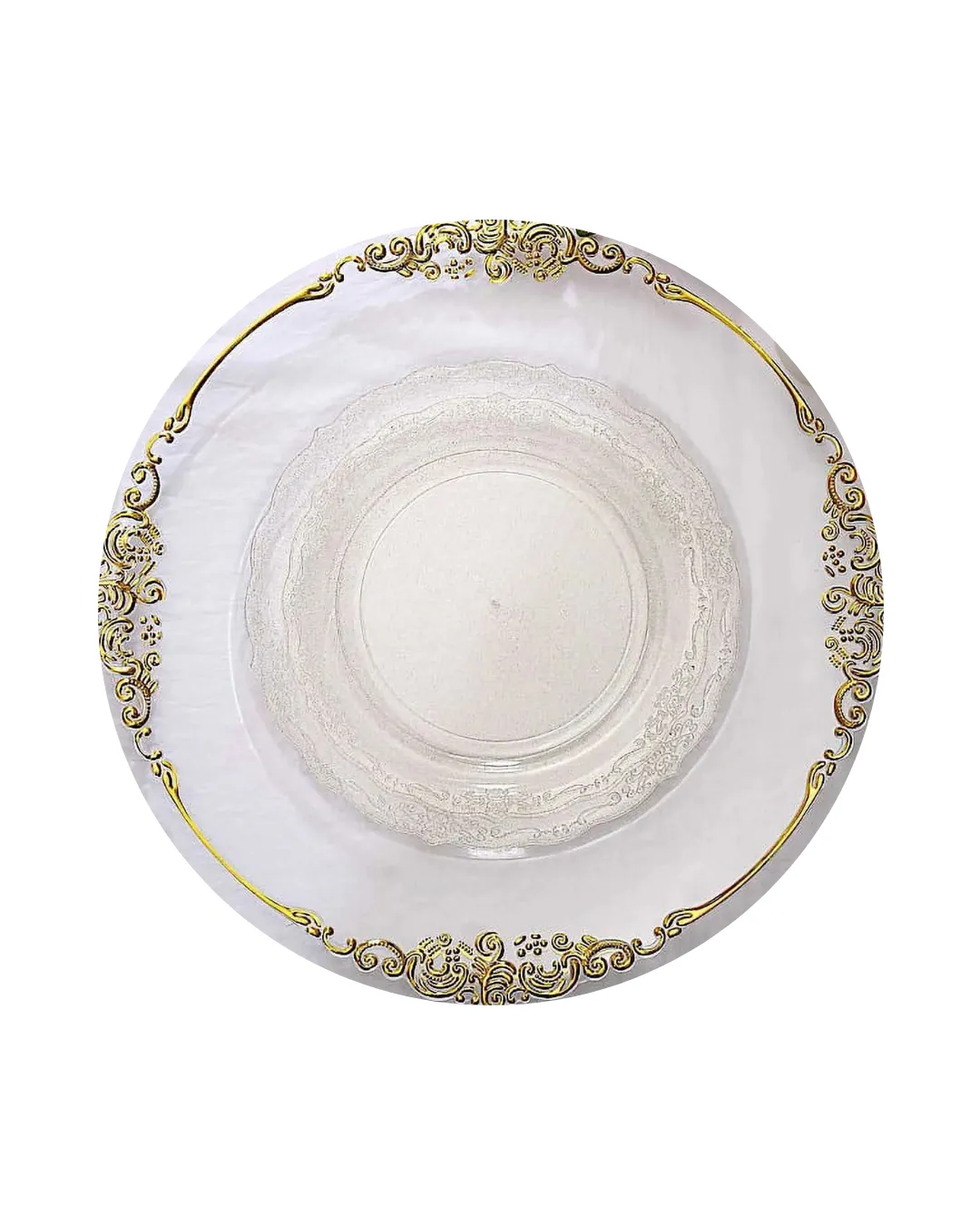 Clear Acrylic Gold Baroque Rim Charger