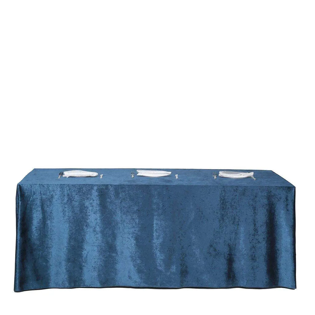Velvet 90"x156" Rectangular Tablecloth- Navy Blue 