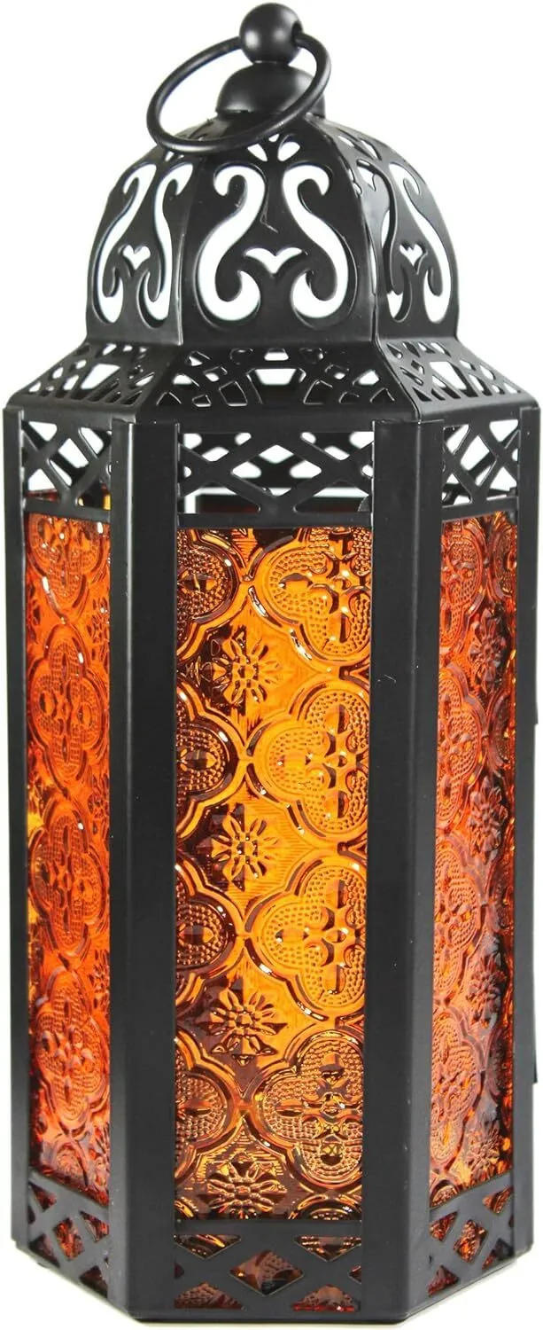Moroccan Orange Glass Lantern 