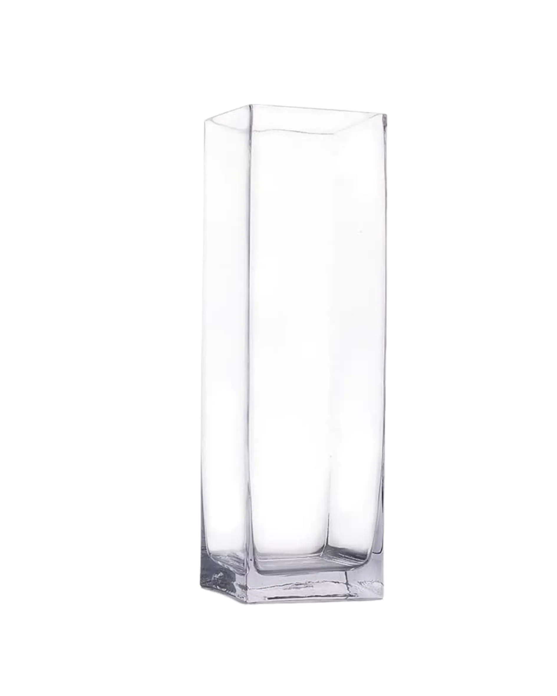 Square Clear Glass Floral Vase 10in