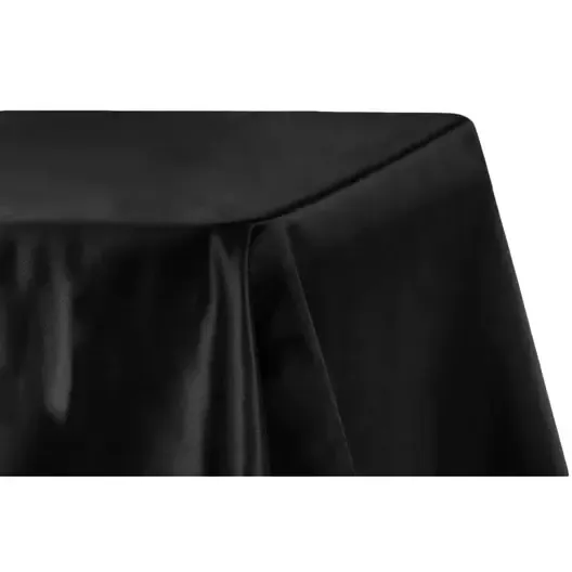 Lamour Satin 90"x156" Rectangular Tablecloth- Black 