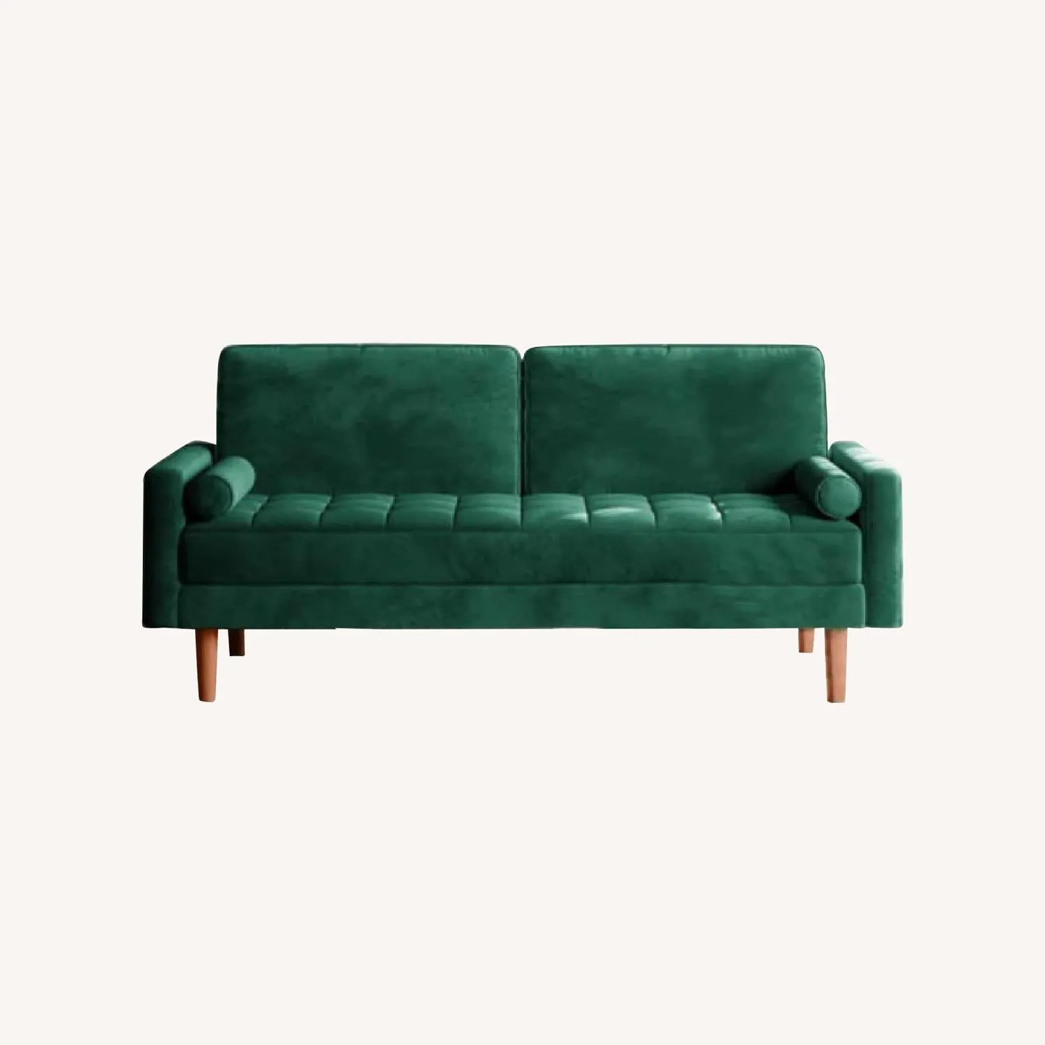 Emeral green velvet love seat 