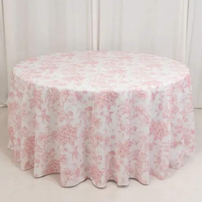 Pink French Toile Round Tablecloth