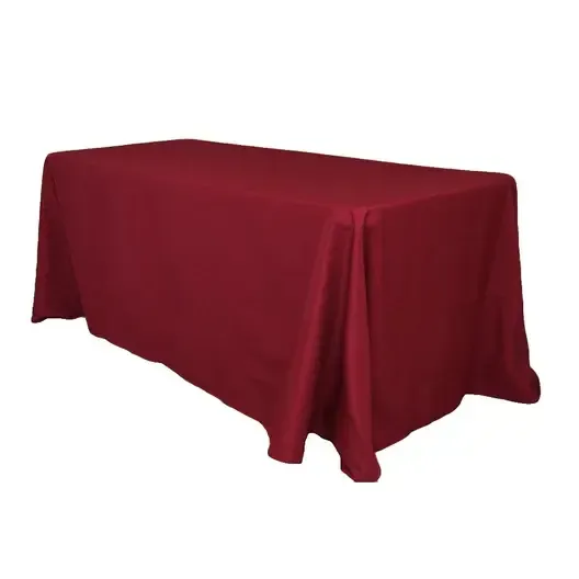 Polyester 90"x132" Rectangular Tablecloth- Burgundy 