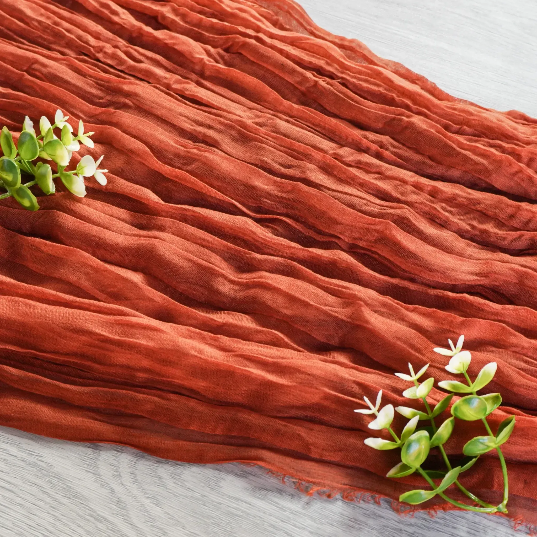 Terracotta Cheesecloth Table Runner