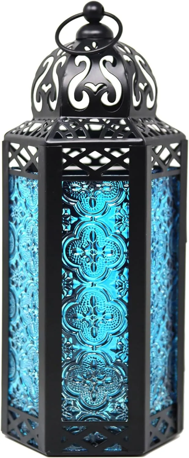 Moroccan Blue Glass Lantern 