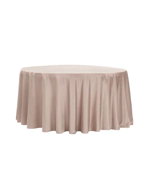 Lamour Satin 120" Round Tablecloth- Taupe