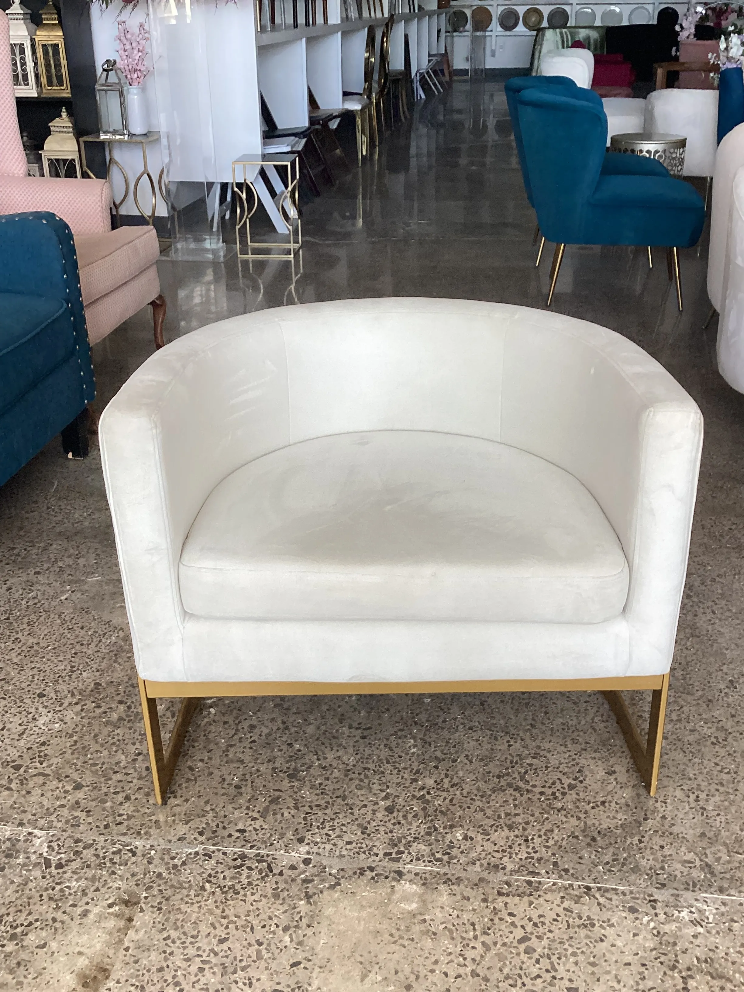 Ivory Cream Velvet Chair