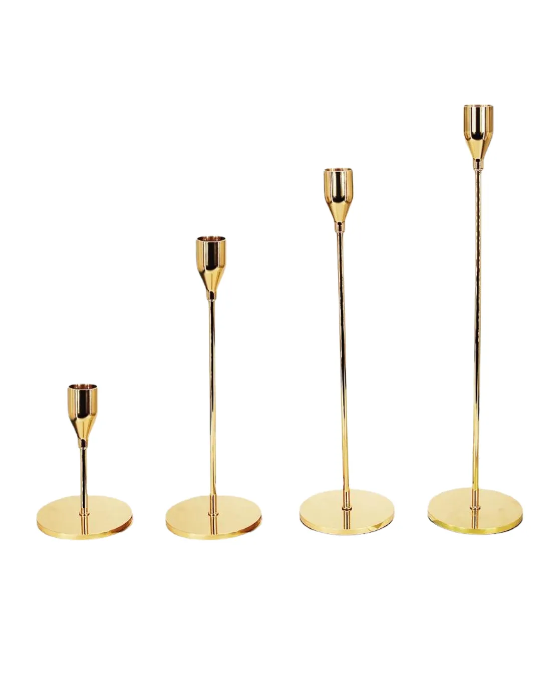 4 Gold Modern Candle Stick Sets