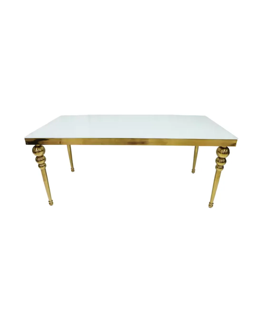 Royal Glass & White Banquet Table 8ft