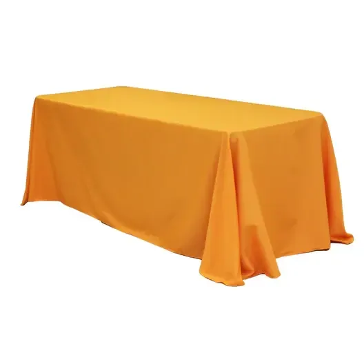 Polyester 90"x132" Rectangular Tablecloth- Orange 