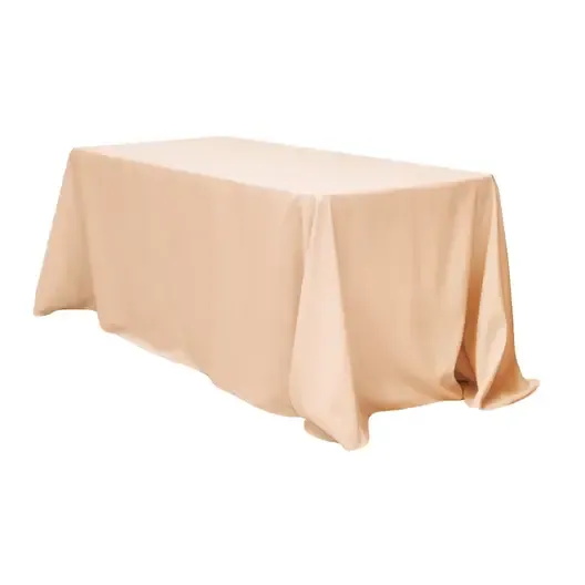 Polyester 90"x132" Rectangular Tablecloth- Champagne 