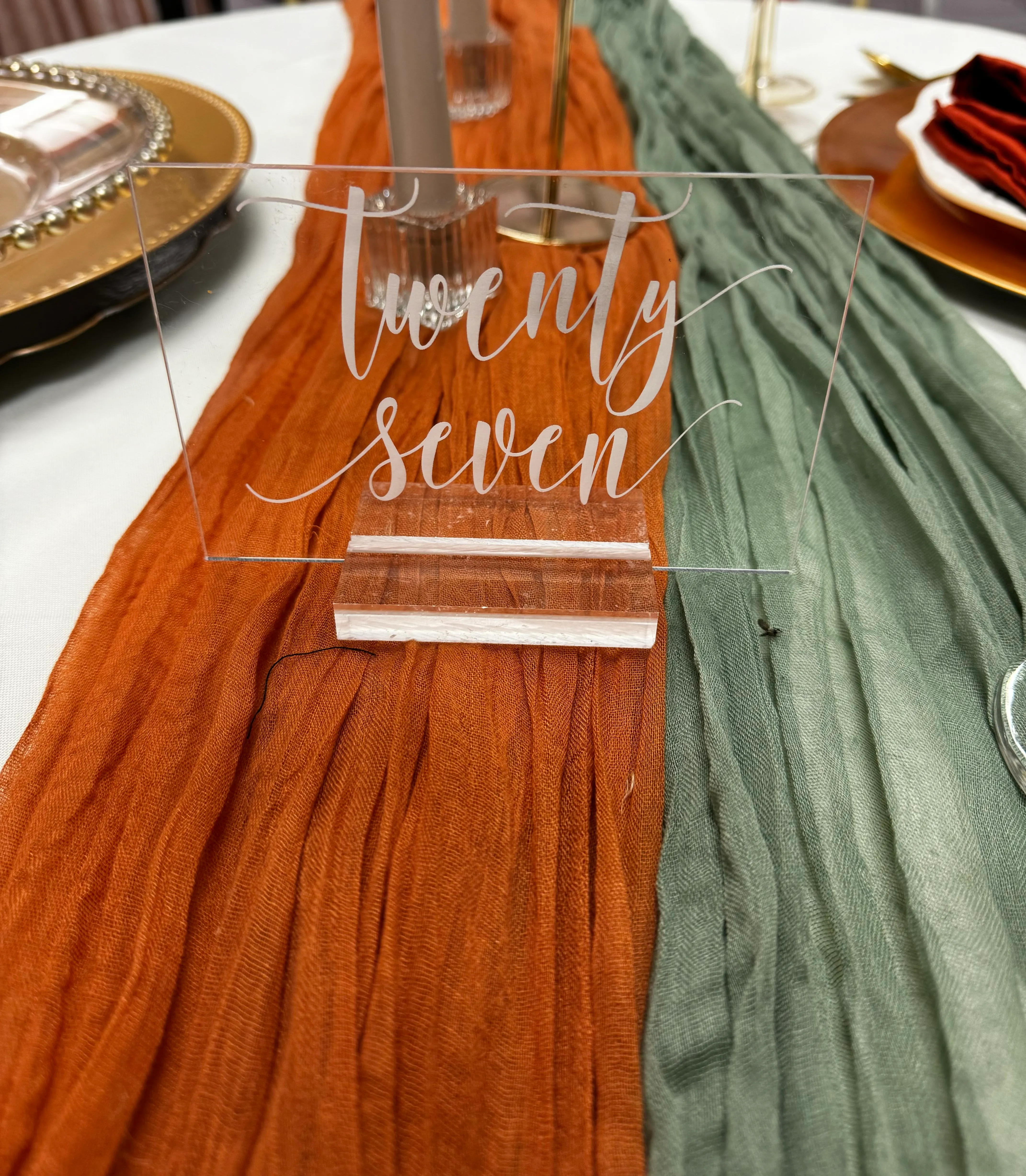 Clear and white table numbers 