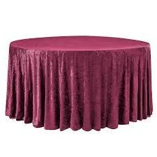 Velvet 120" Round Tablecloth- Burgundy