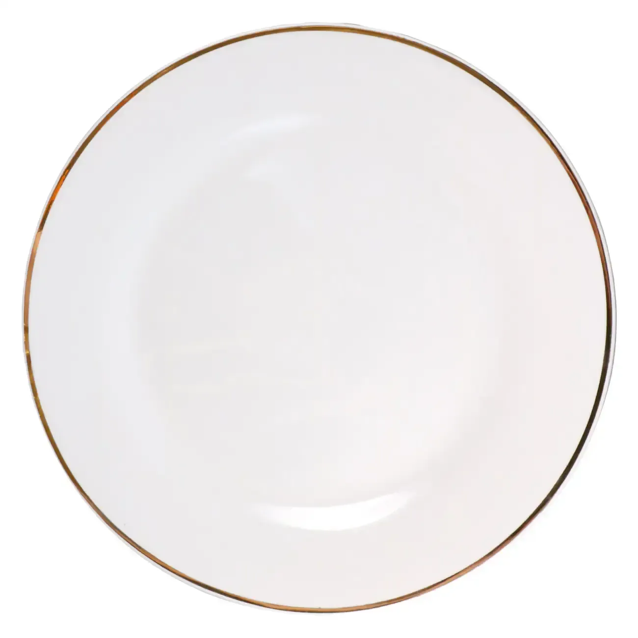 White dinner plate gold rim 