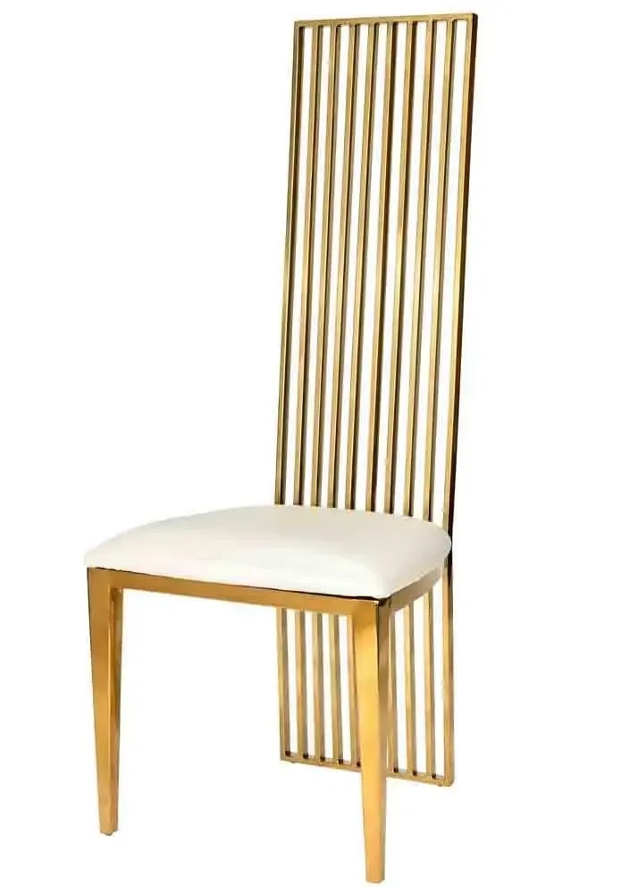 Gold High Back Vertical Stripped Chair 