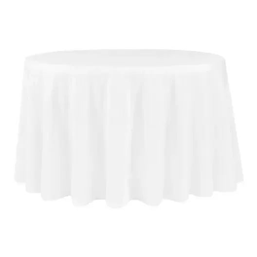 Polyester 136" Round Tablecloth- White 