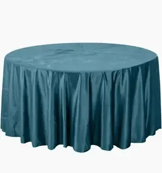 Velvet 120" Round Tablecloth-Dark Turquoise