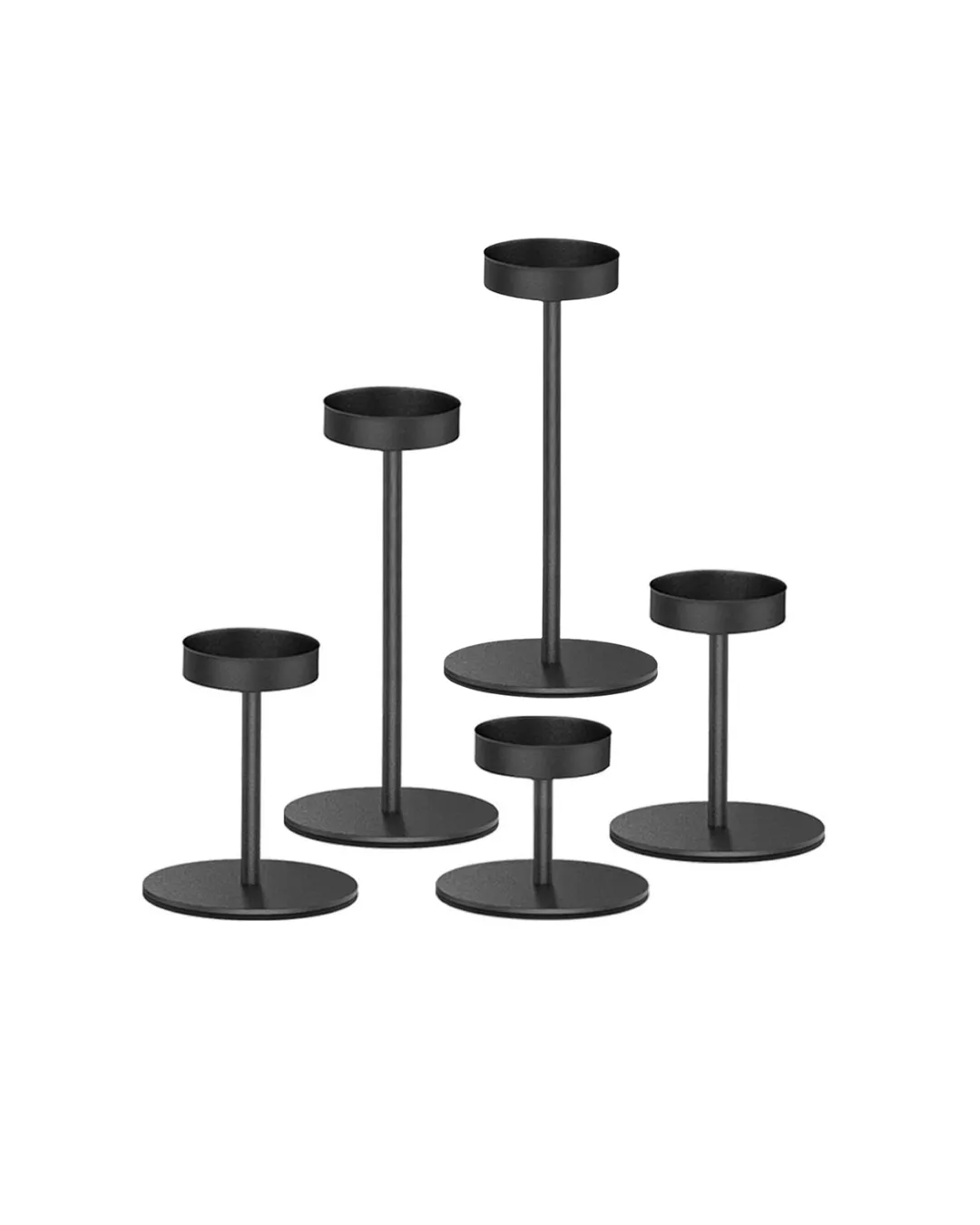 6 Black Tealight Stand Candle Holder Set