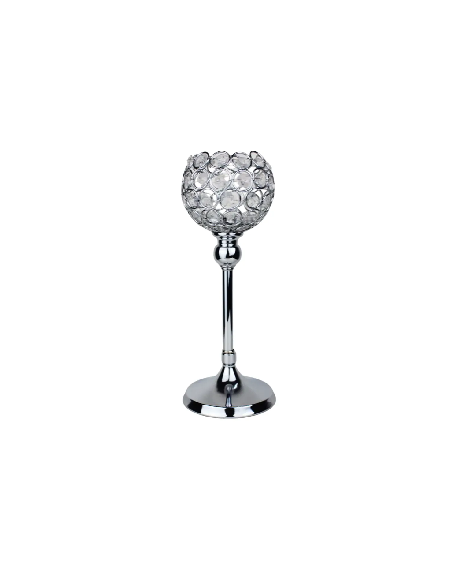 Small Silver Crystal Globe Candlelabra